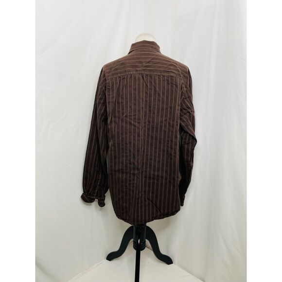 Axist Men’s Shirt Brown Striped Button-Down Long Sleeve Modern Fit Size XL - Picture 3 of 8
